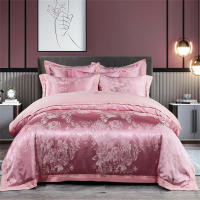 Juego de Ropa de Cama con Bordado de Jacquard Dorado Svetanya Funda de Edredón y Funda de Almohada para Cama Reina y Rey con Tela Elástica - details 12