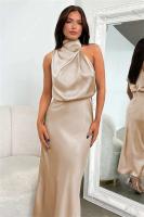 Elegante Vestido de Satén de Seda de Verano de Alta Gama Vestido Largo Sin Mangas para Mujeres - details 23