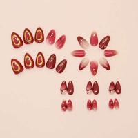 Estampado de Almendra Francesa Uñas Rojas Biodegradables con Adhesivo Diseño de Estrella Única - details 3