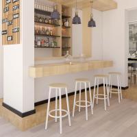 Juego de 2 taburetes de bar, taburete de cocina con reposapiés, estilo industrial, adecuado para cocina, restaurante, sala de fiestas 30×30×64CM color natural - details 5