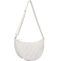 Bolso cruzado portátil a cuadros de Color sólido, correa ajustable acolchada, bolso de media luna, bolso de hombro de nailon acolchado que combina con todo, diario - details 2