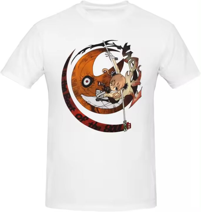 Camiseta de Algodón Transpirable para Hombres Cuello Redondo Estilo Crew Moda Anime Soul Eater - 1