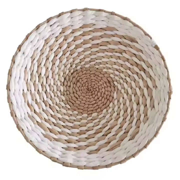 Adorno de pared tejido de ratán estilo bohemio, adorno de pared de paja redondo Natural, placa de pared colgante rústica hecha a mano, decoración del hogar - 1
