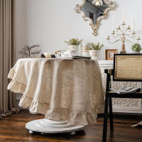 Mantel Redondo de Algodón con Borlas Cubierta de Mesa a Prueba de Polvo para Cocina y Comedor - details 4