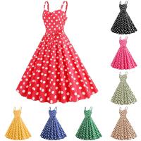 Mujeres Vintage e Pink Dot Retro Rockabilly Strap Tirantes cola Fiesta 1950s 40s Swing Dress Vestidos de verano - details 1