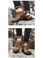 Zapatos de senderismo de cuero genuino para hombre, zapatillas de escalada anticolisión para acampar al aire libre, con cordones, Trekking - details 11