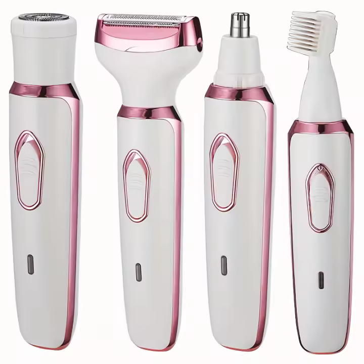 Maquinilla de afeitar eléctrica para mujer, kit de aseo recargable 4 en 1, para cara Afeitadora eléctrica, nariz, piernas y axilas - 1