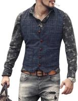 Chaleco vintage de negocios para hombre, abrigo clásico a cuadros, chaleco formal ajustado de tweed para padrinos de boda - details 1