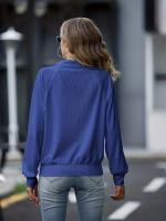 Chaqueta De Cuello Bandeo Para Mujer Con Cierre De Cremallera Y Estilo Deportivo Color Sólido Sudadera Suelta De Invierno - details 6
