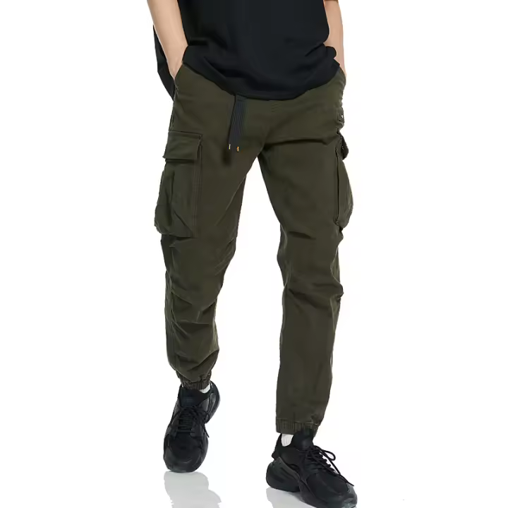 Pantalones Cargo para Hombres Overalls Casuales de Otoño Multiprietos Traje de Trabajo de Algodón Largo - 1
