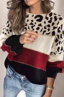 Elegante Suéter de Punto para Mujer Otoño-Invierno 2024 Cuello Largo Contraste Colorido - details 6