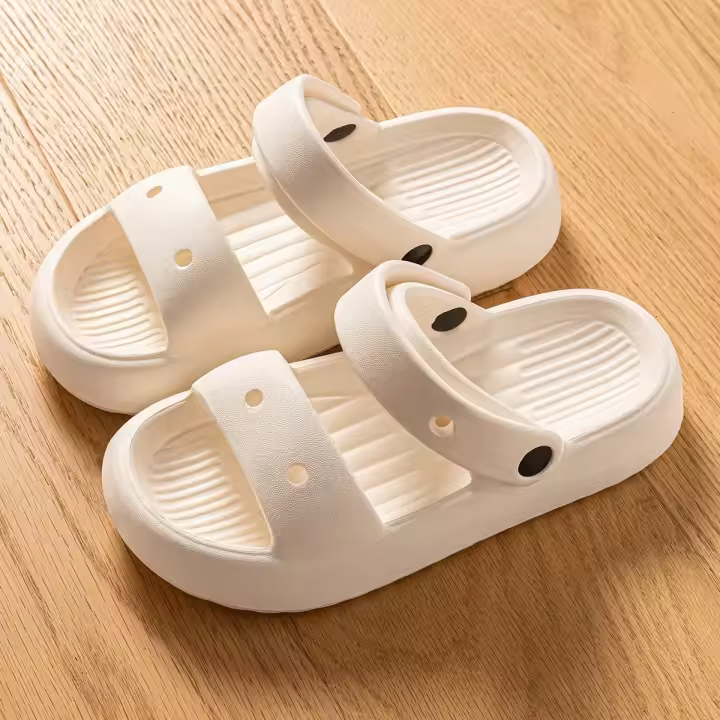 Sandalias deslizantes de doble correa para mujer, sandalias con correa para exteriores, informales, suela gruesa, para playa, impermeables, EVA, en espiga, DIY - 1