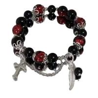 Pulsera de Cruz de Pluma de Cristal Rojo Estilo Chino Cadena de Cuentas Elástica Vintage para Niñas Mujeres Joyería Regalos - details 5