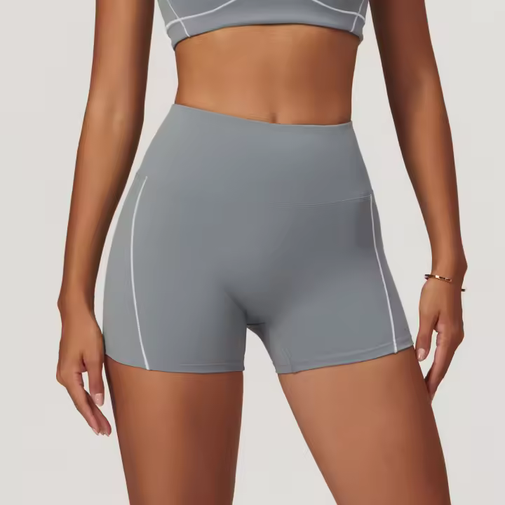 Pantalones cortos de Yoga ajustados, cintura alta y cadera levantada, usados externamente, pantalones cortos para correr y Fitness para mujeres - 1