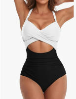 Nueva bolsa suave de una pieza traje de baño cruzado bikini con tirantes en la espalda traje de baño ajustado - details 4