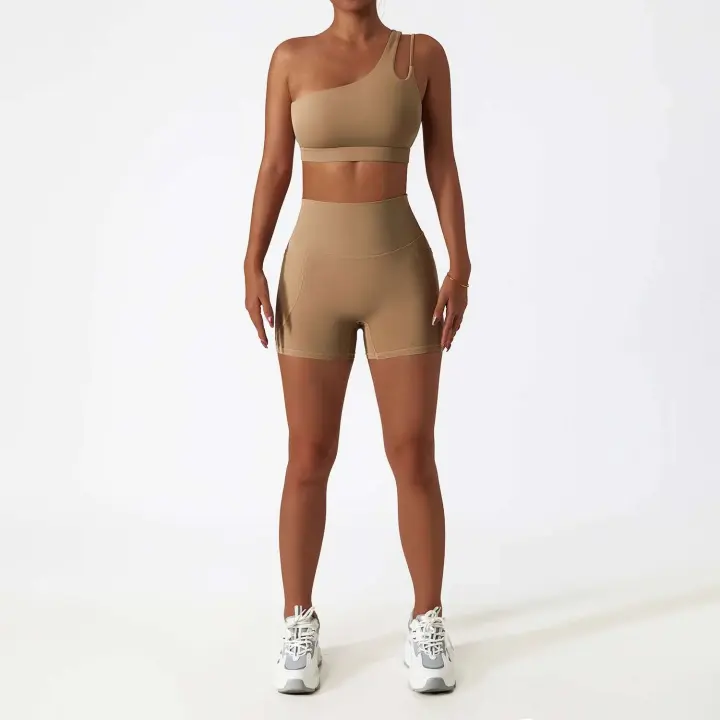 Conjunto de Yoga Sin Costuras para Mujeres Uniforme de Gimnasio de Entrenamiento Sujetador PIESS - 1