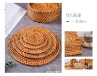 Alfombra De Mesa Redonda De Rotura Tejida En Rattan Protector De Calor Para Taza Y Bollo Accesorio Clásico De Juego De Té - details 10