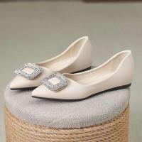 Zapatos de ballet de punta plana informales con hebilla cuadrada de cristal brillante para mujer - details 0