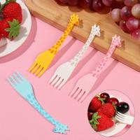 Mini Tenedor de fruta de jirafa de dibujos animados para niños, aperitivo para pastel, postre, palillo de dientes, ensalada, vajilla para niños, 12 piezas por juego - details 2