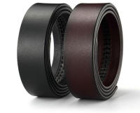 Cinturón de piel auténtica de vaca 100% auténtica, sin hebilla para hebilla automática, cuerpo de cinturón vintage de 3,50 cm de ancho, color negro y marrón - details 0