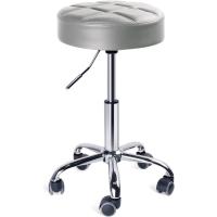 Cocina Silla de Trabajo Acolchado con Ruedas Tapizado en Cuero de Imitación Altura Ajustable (Marrón Oscuro) - details 3