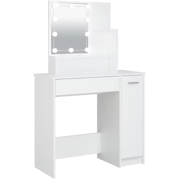 vidaXL Tocador con LED Mesa de Maquillaje Muebles con Espejo Cosmética Dormitorio Vestidor Iluminación Almacenaje Color Roble Sonoma 86,5x35x136 cm - 1