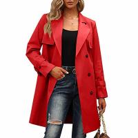 Abrigo de Trench de Moda Casual para Mujer con Cinturón Desmontable y Bolsillos Diseño de Cierre de Doble Botonadura Material Exterior de Poliéster Abrigo de Tren de Largo Medio para Otoño/Invierno - details 6