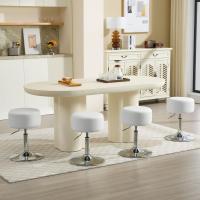 Taburete de Maquillaje Redondo Pequeño Giratorio de Altura Ajustable Taburete Bar Bajo PU para Tocador, Dormitorio, Oficina en Casa y Salón Blanco, BH14ws-1 - details 4