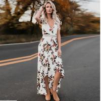 Vestido De Mujer Sin Mangas Con Estampado De Flores Y Corte Asimétrico Backless De Talla Ajustada Y Caída Bohemia Largo Hasta El Tobillo - details 4