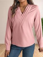 Blusa elegante de oficina de negocios para mujer, camisas elegantes de manga larga con cuello en V en capas, Tops de trabajo 2024 - details 26