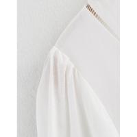 OUWU- 2025 Primavera Mujer Blanco Nuevo Vestido De Manga Larga Algodón Encaje Costura Mini Vestido Casual Playa Mujer Vestidos - details 6