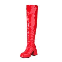 Botas hasta la rodilla de otoño e invierno, tacones súper altos, botas de cuero negro, actuación de pole dance, botas de mujer, cremallera lateral - details 12