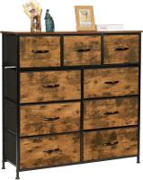 Cómoda con 9 cajones de tela, cómoda de dormitorio, mueble de almacenamiento, muebles de dormitorio, cómoda de 9 cajones, cómoda para cocina, oficina, pasillo, estilo rústico - details 33