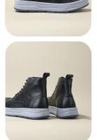Versión coreana de zapatos de cuero genuino para hombre de caña alta con grabados de estilo británico - details 9