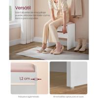 Tocador con Espejo, 2 Estantes Regulables Detrás de la Puerta y 1 Cajón, Blanco Nube - details 12