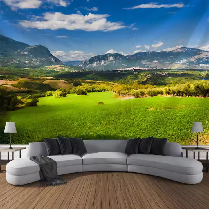 Tapiz de paisaje Natural de pastizales, decoración artística de pared, cortina beejbu, dormitorio, sala de estar, decoración del hogar - 1