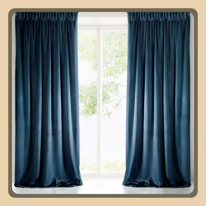 Ria Opaca Terciopelo con Cinta de Cortina Unidad, Panel, Suave, Clásico, Elegante, Salón, Dormitorio, Grueso 290 g/m², Velvet, Azul Oscuro, 140x270 cm - 1