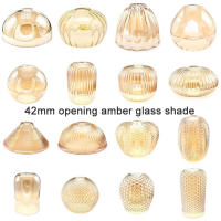Reemplazo de pantalla de lámpara de vidrio Vintage E27, patrón de linterna de piña de diamante, cubierta de vidrio amarillo para iluminación colgante de arte, 42mm, E26 - details 0