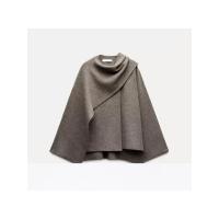 Chaqueta de lana corta Elegante para mujer con cuello redondo Abrigo holgado con manga larga y abertura de manga corta Moda de calle alta 2024 - details 40