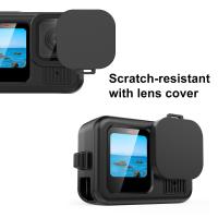 Para GoPro HERO13 Funda protectora de silicona PULUZ negra con correa para la muñeca y cubierta de lente (negro) - details 3