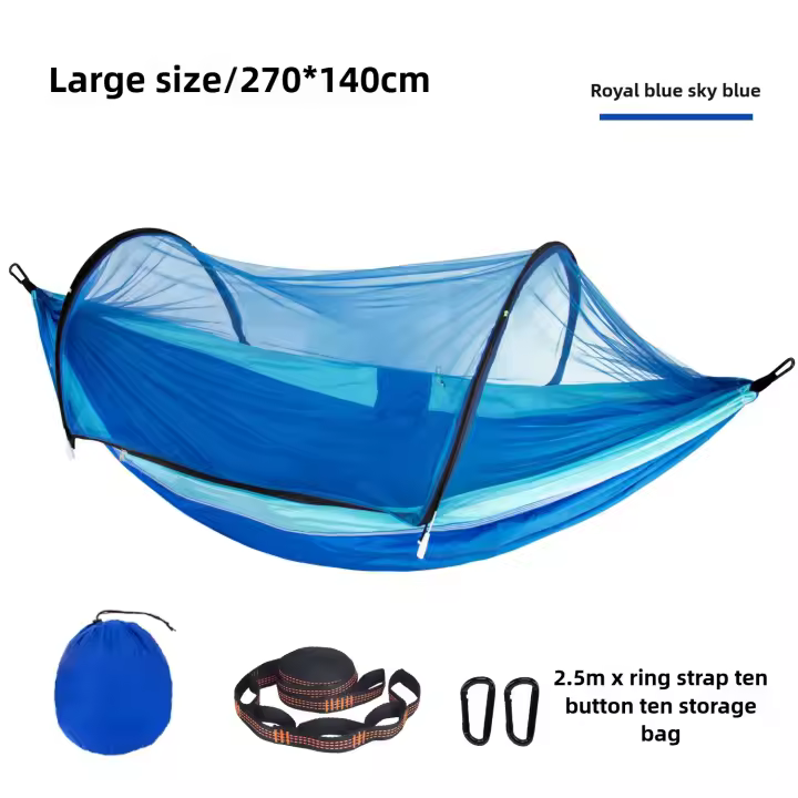 Hamaca de Camping Ultraligera Tela de Nylon Paracaídas con Mosquitera Incorporada - 1