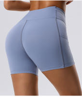 Pantalones Cortos De Deporte Para Mujer, Pantalones De Yoga De Cintura Alta Con 2 Bolsillos Laterales, Mallas Cortas De M - details 5