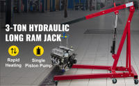 SucceBuy Gato hidráulico de brazo largo, capacidad de 3 toneladas/6600 libras, bomba de pistón único y base de horquilla, recolector manual con mango, para grúas de garaje/taller, elevador de motor, negro - details 0