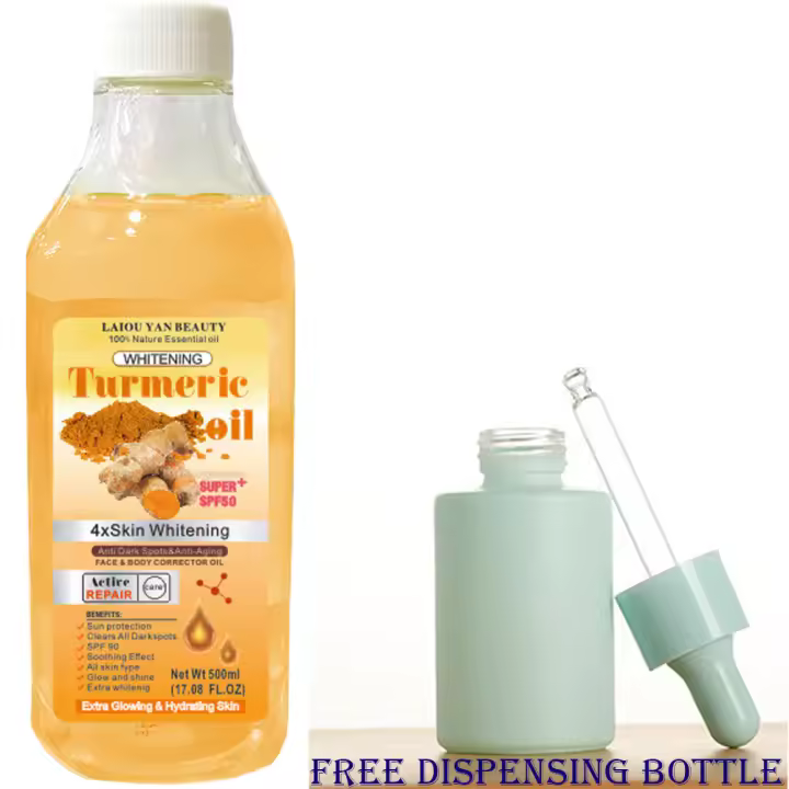 Aceite esencial de cúrcuma para eliminar manchas oscuras para mujeres, suero antiarrugas de jengibre marroquí, cuidado hidratante blanqueador de la piel, 500ml - 1