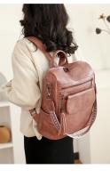 Mochila de cuero de las señoras,Diseño de moda,Bolso de hombro de las señoras,Mochila de viaje,Gran capacidad,Vintage,Bolsa Crossbody - details 3