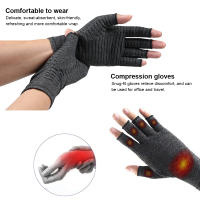 Guantes de cobre de compresión para artritis, guantes de cobre sin dedos para escritura por computadora y trabajo diario, alivio del dolor de manos y soporte - details 24