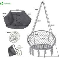 Silla Colgante Exterior con Flecos, Hamaca con Conjines y Kit de Suspensión, Ø80cm Silla Columpio para Interior y Exterior, Beiges - details 31