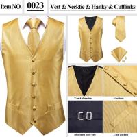 Chaleco ajustado, corbata, bolsillo, gemelos cuadrados, chaleco de seda para hombre, conjunto de corbata para traje, vestido, chalecos florales de cachemira de boda, regalo - details 21