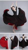 Falda baile gasa flamenca para mujer, faldas largas Color sólido 720 grados, ropa práctica bailarina, falda de estilo chino con - details 18
