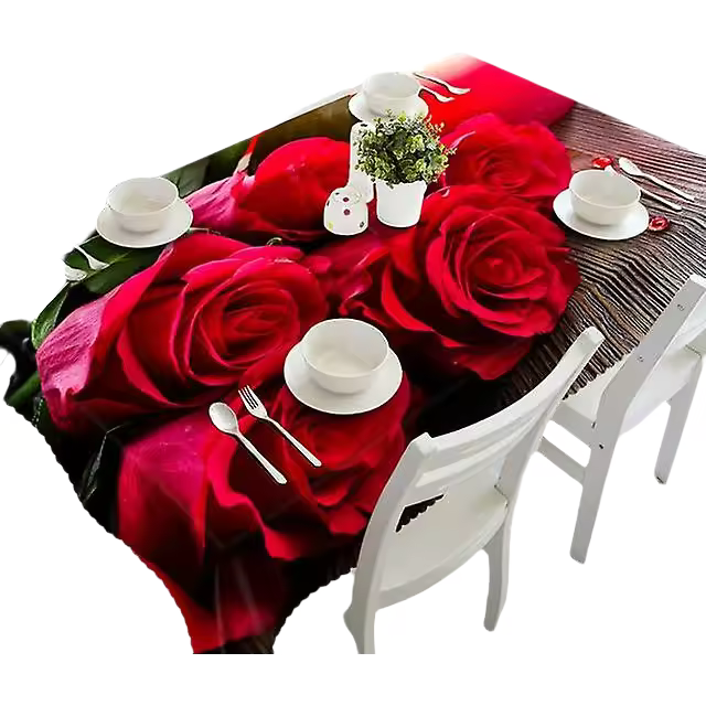 Mantel Elegante de Rosa Cubierta de Mesa Rectangular para Boda y Reuniones de Familia - 1